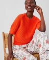 Ann Taylor Open Stitch Wedge Sweater In Deep Flame Orange