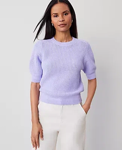 Ann Taylor Open Stitch Wedge Sweater In Lilac Bud