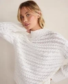 Ann Taylor Org Cttn Horizontal Cable Pullover In White