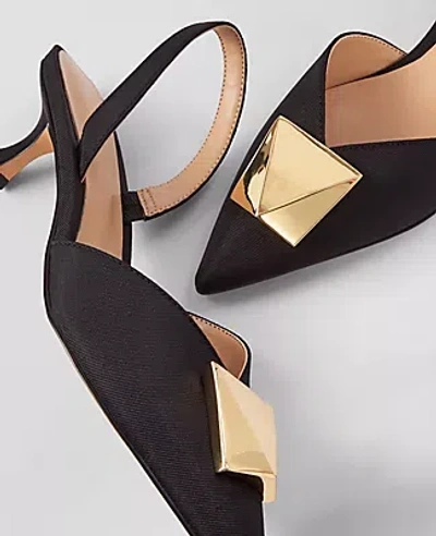 Ann Taylor Ornament Faille Slingback Pumps In Black