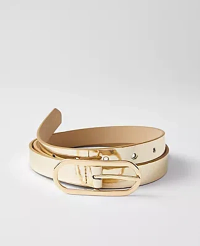Ann Taylor Oval Mirror Metallic Belt In Goldtone