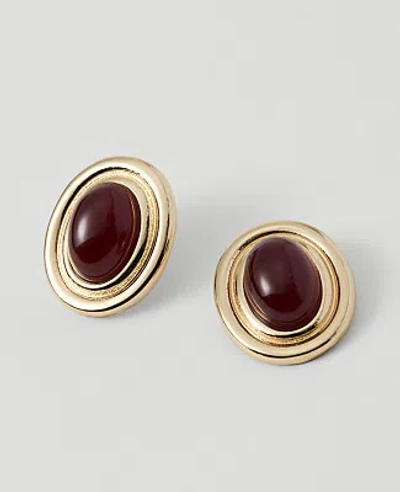 Ann Taylor Oval Stone Stud Earrings In Goldtone