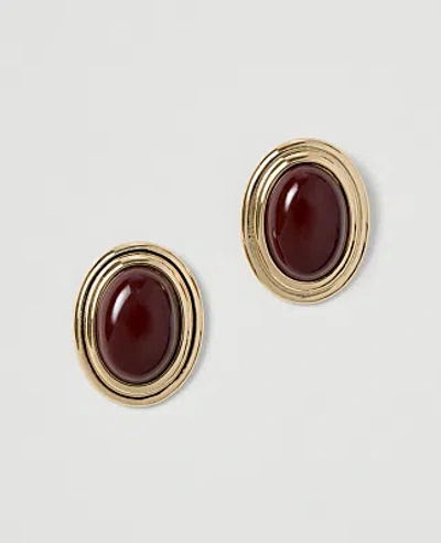 Ann Taylor Oval Stone Stud Earrings In Goldtone