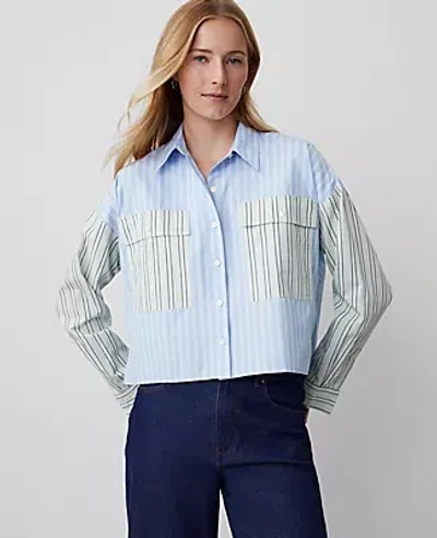 Ann Taylor Oversized Cropped High-low Shirt In Larmar Blue