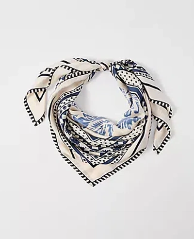 Ann Taylor Oversized Floral Silk Scarf In White