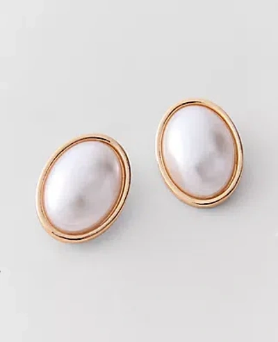 Ann Taylor Oversized Pearl Stud Earrings In Gold