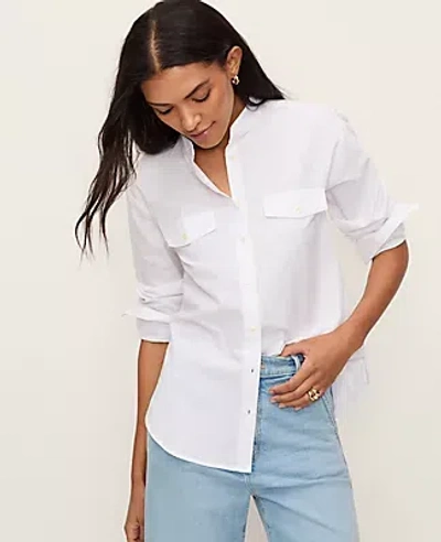 Ann Taylor Oversized Pocket Shirt In White