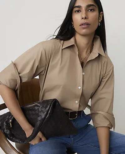 Ann Taylor Oversized Shirt In Cashew Crunch