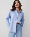 Ann Taylor Oversized Shirt In Light Blue Melange