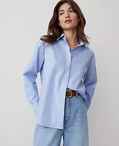 Ann Taylor Oversized Shirt In Light Blue Melange