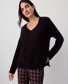 Ann Taylor Oversized V-neck Sweater In Black