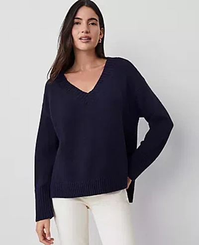 Ann Taylor Oversized V-neck Sweater In Night Sky
