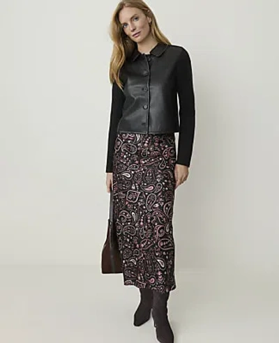 Ann Taylor Paisley Midi Slip Skirt In Black