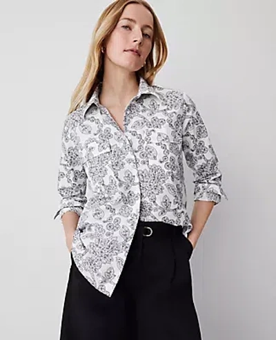 Ann Taylor Paisley Pocket Blouse In Winter White