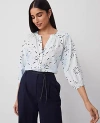 Ann Taylor Paisley Raglan Popover Top In Pristine Blue