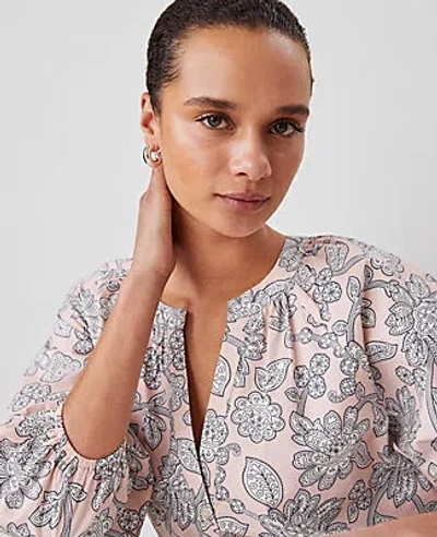 Ann Taylor Paisley Raglan Popover Top In Soft Blush