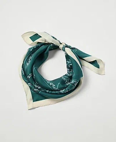Ann Taylor Paisley Silk Scarf In Deep Forest Pine