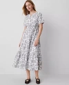 Ann Taylor Paisley Split Neck Maxi Dress In Winter White