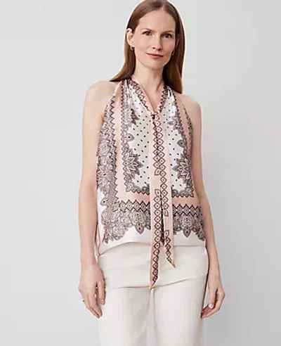 Ann Taylor Paisley Tie Halter Top In Almond Latte