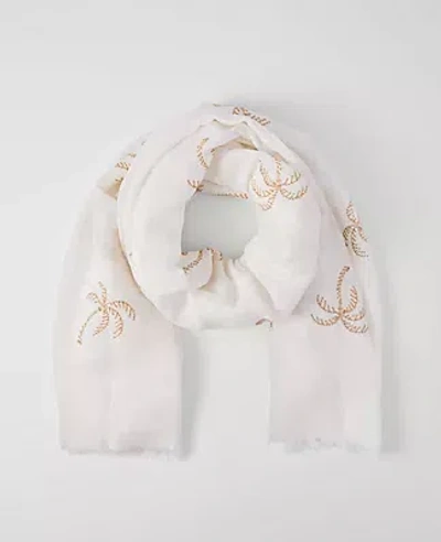 Ann Taylor Palm Tree Scarf In White