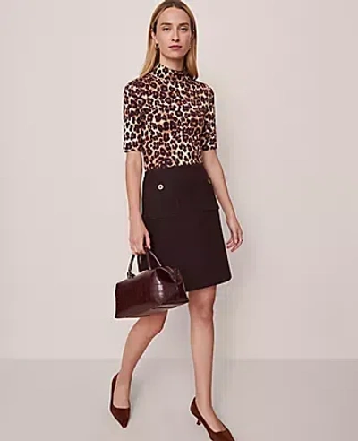 Ann Taylor Patch Pocket A-line Skirt In Brown
