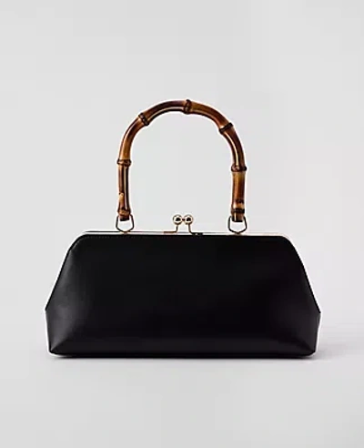 Ann Taylor Patent Bamboo Top Handle Bag In Black