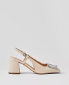 Ann Taylor Patent Block Heel Buckle Slingback Pumps In Pearl Shadow