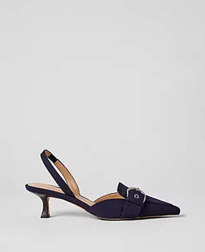 Ann Taylor Patent Buckle Slingback Pump In Blue