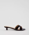 Ann Taylor Patent Crossover Slingback Kitten Heel Sandals In Rich Walnut