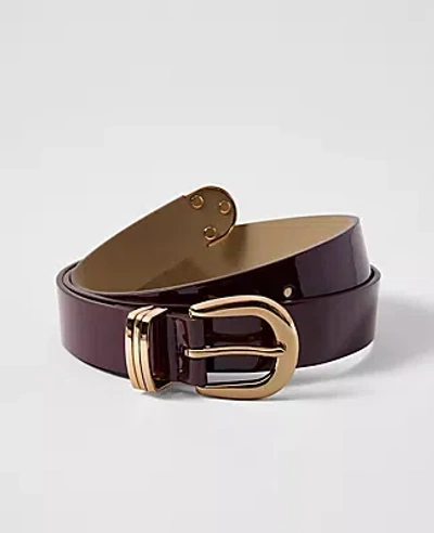 Ann Taylor Patent Leather Belt In Burgundy