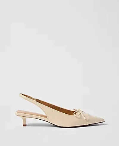 Ann Taylor Patent Leather Bow Slingback Pump In Neutral