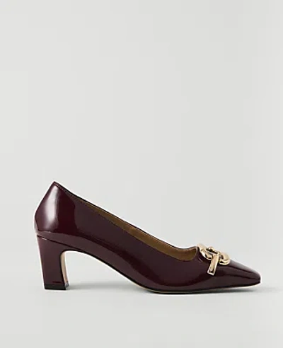 Ann Taylor Patent Leather Buckle Pump In Oxblood