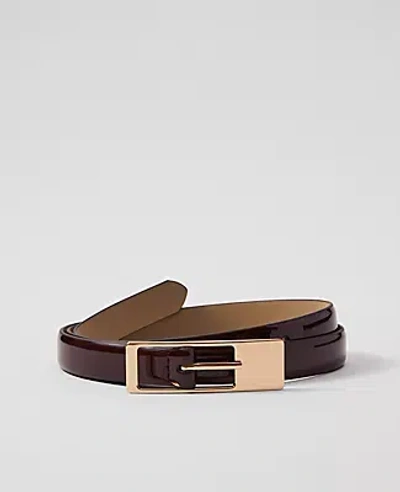 Ann Taylor Patent Leather Rectangle Buckle Belt In Burgundy