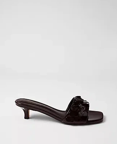 Ann Taylor Patent Paillette Kitten Heel Sandal In Brown