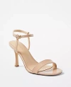 Ann Taylor Patent Skinny Strap Sandals In Camel