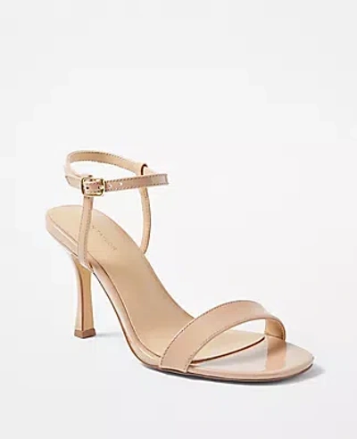 Ann Taylor Patent Skinny Strap Sandals In Camel