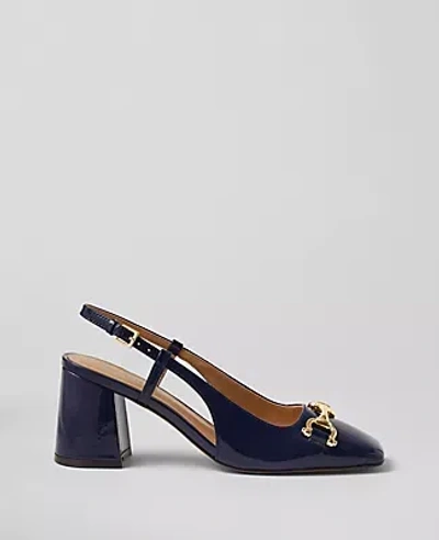 Ann Taylor Patent Square Toe Slingback Pumps In Night Sky