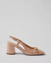 Ann Taylor Patent Square Toe Slingback Pumps In Sandy Tan
