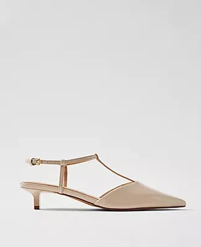 Ann Taylor Patent T-strap Kitten Heel Pumps