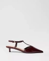 Ann Taylor Patent T-strap Kitten Heel Pumps In Burgundy