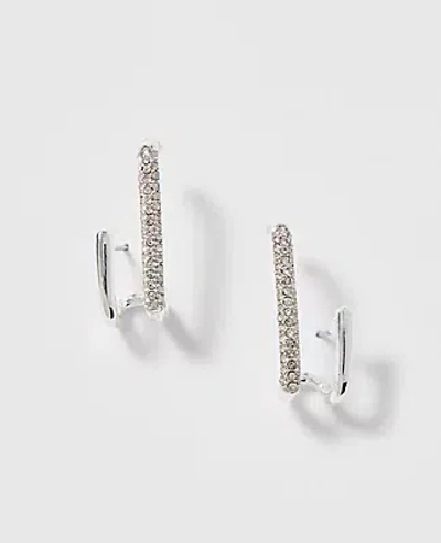 Ann Taylor Pavé Double Loop Drop Earrings In Silver