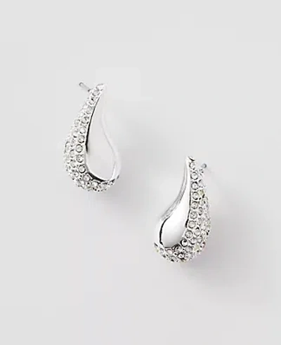 Ann Taylor Pave Teardrop Stud Earrings In Silver