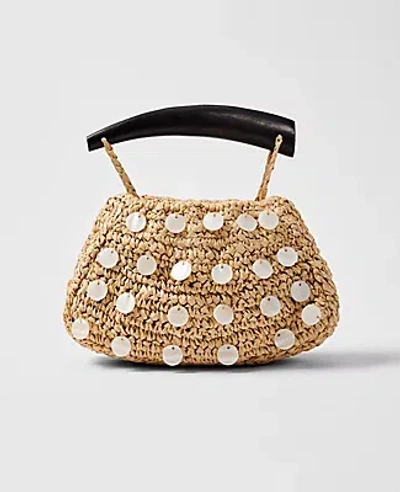 Ann Taylor Pearl Embellished Raffia Clutch In Brown