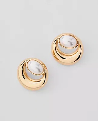 Ann Taylor Pearl Loop Stud Earrings In Gold