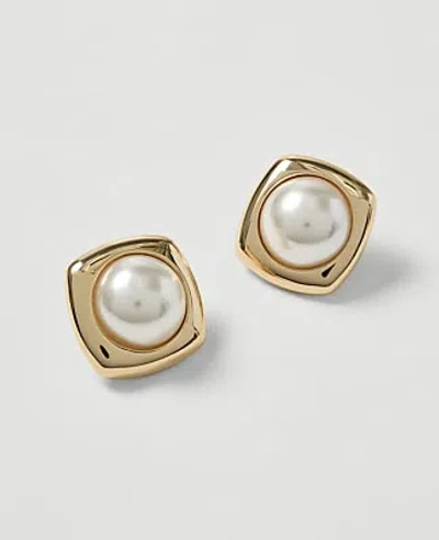 Ann Taylor Pearl Stud Earrings In Gold