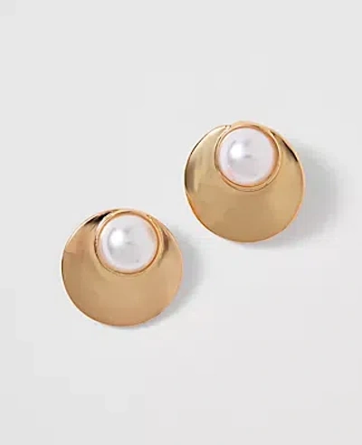 Ann Taylor Pearl Stud Earrings In White