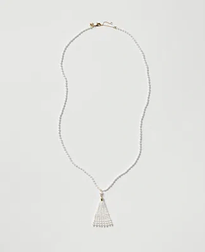 Ann Taylor Pearl Tassel Necklace In Ivory