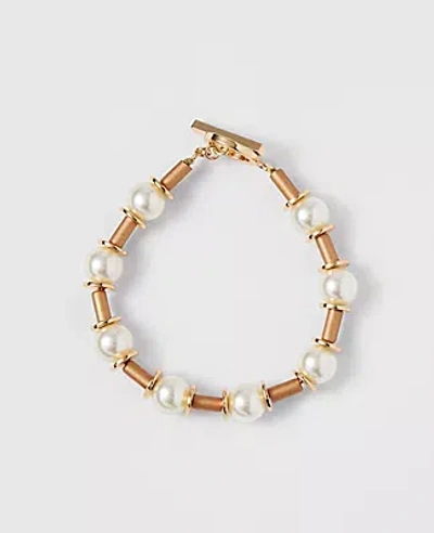 Ann Taylor Pearl Tube Bracelet In Red