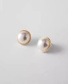 Ann Taylor Pearlized Circle Stud Earrings In White