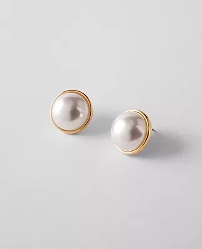 Ann Taylor Pearlized Circle Stud Earrings In White